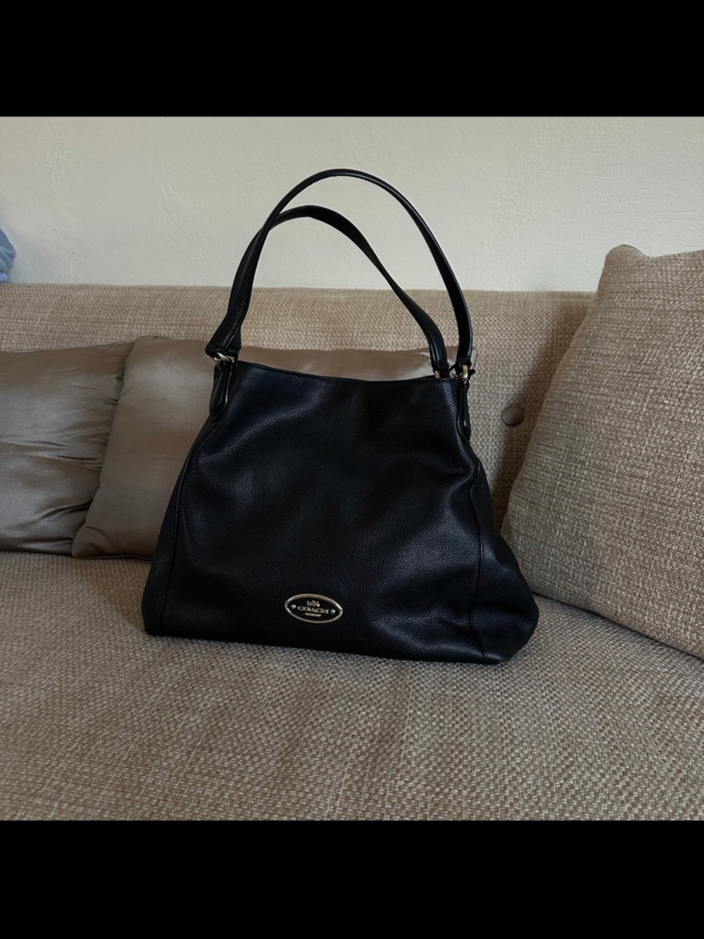Coach Black Pebbled Leather Shoulder Bag